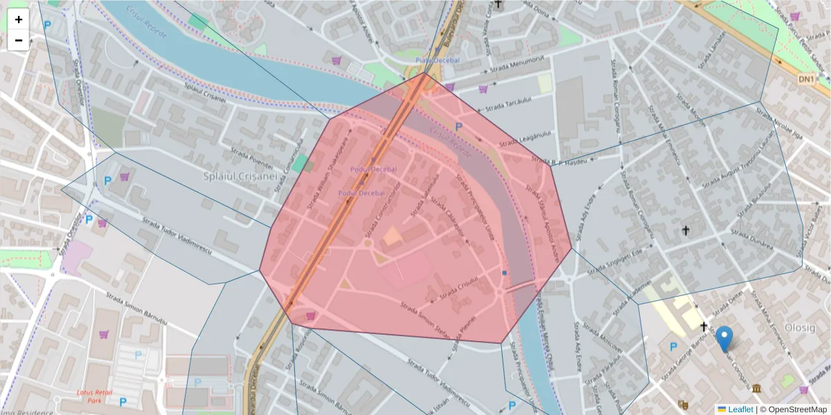 Hartă a codului poștal  și a codurilor poștale învecinate