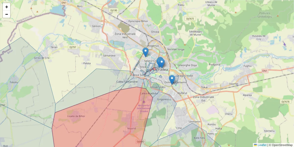 Hartă a codului poștal  și a codurilor poștale învecinate
