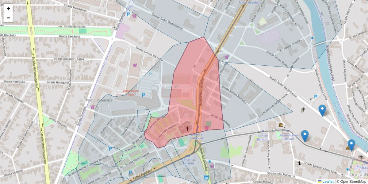 Hartă a codului poștal  și a codurilor poștale învecinate