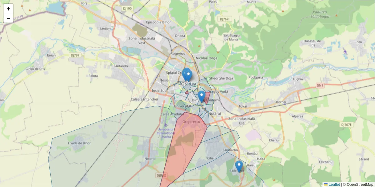 Hartă a codului poștal  și a codurilor poștale învecinate