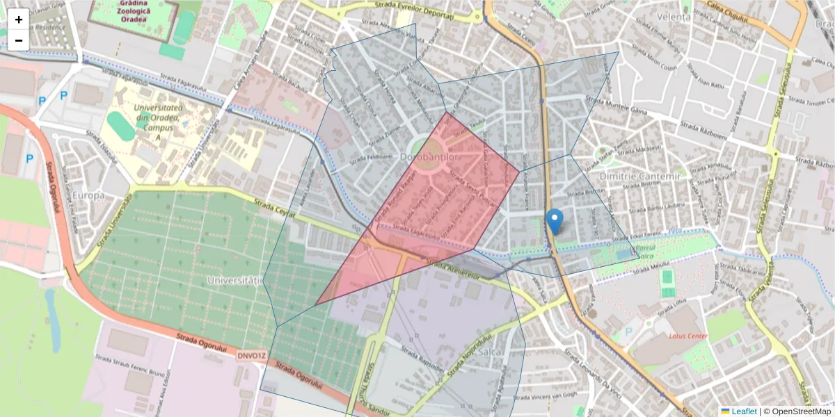 Hartă a codului poștal  și a codurilor poștale învecinate