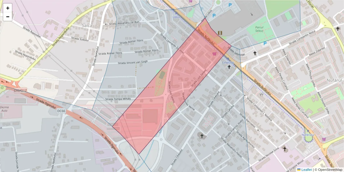 Hartă a codului poștal  și a codurilor poștale învecinate