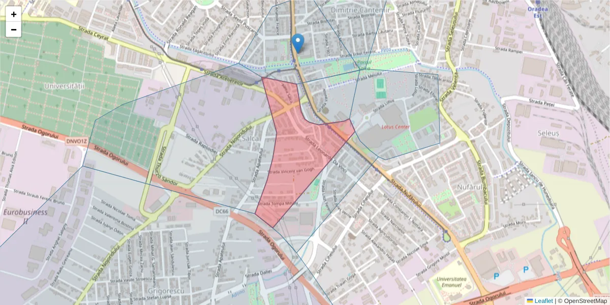 Hartă a codului poștal  și a codurilor poștale învecinate