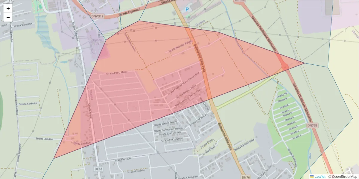 Hartă a codului poștal  și a codurilor poștale învecinate