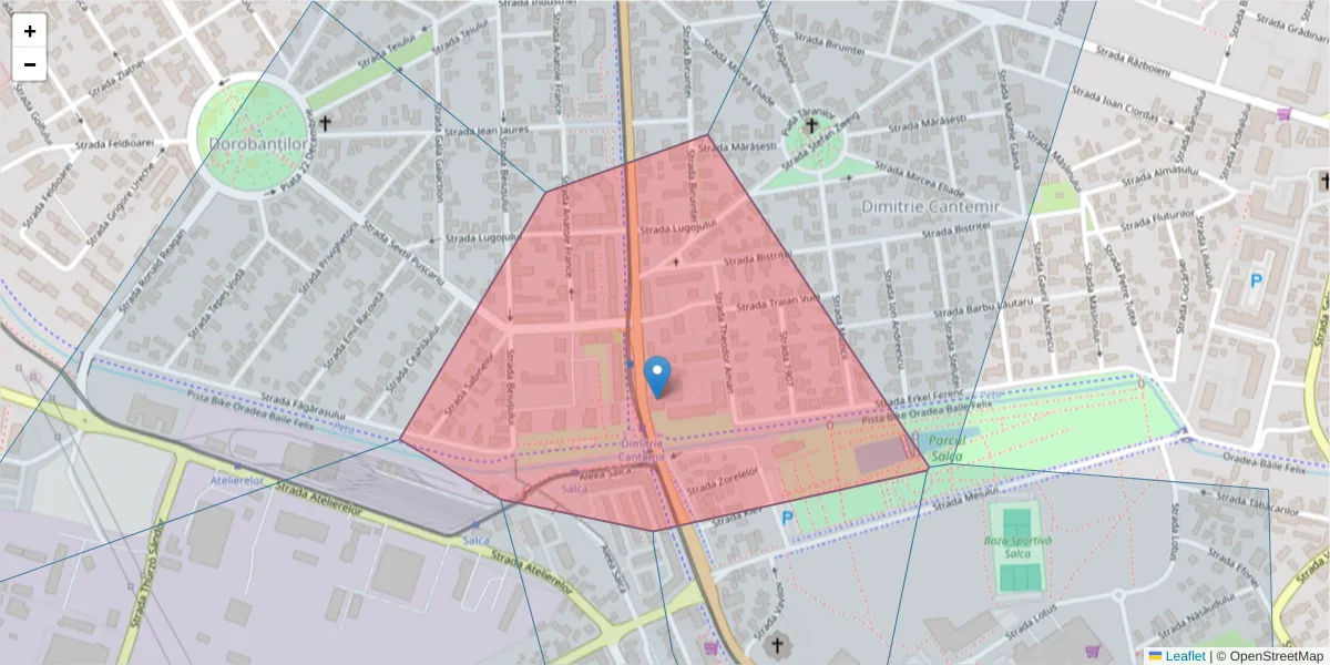 Hartă a codului poștal  și a codurilor poștale învecinate