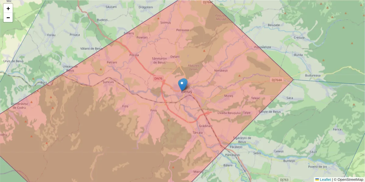Hartă a codului poștal  și a codurilor poștale învecinate