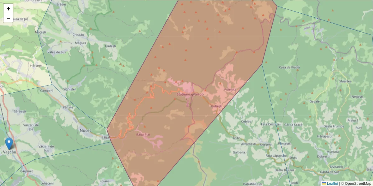Hartă a codului poștal  și a codurilor poștale învecinate