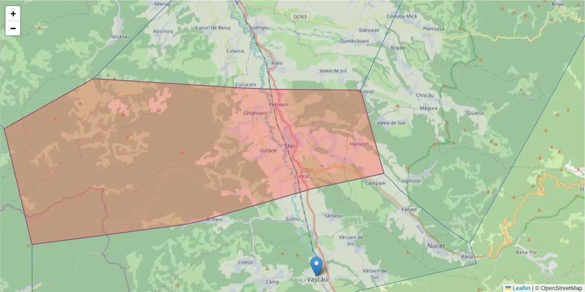 Hartă a codului poștal  și a codurilor poștale învecinate