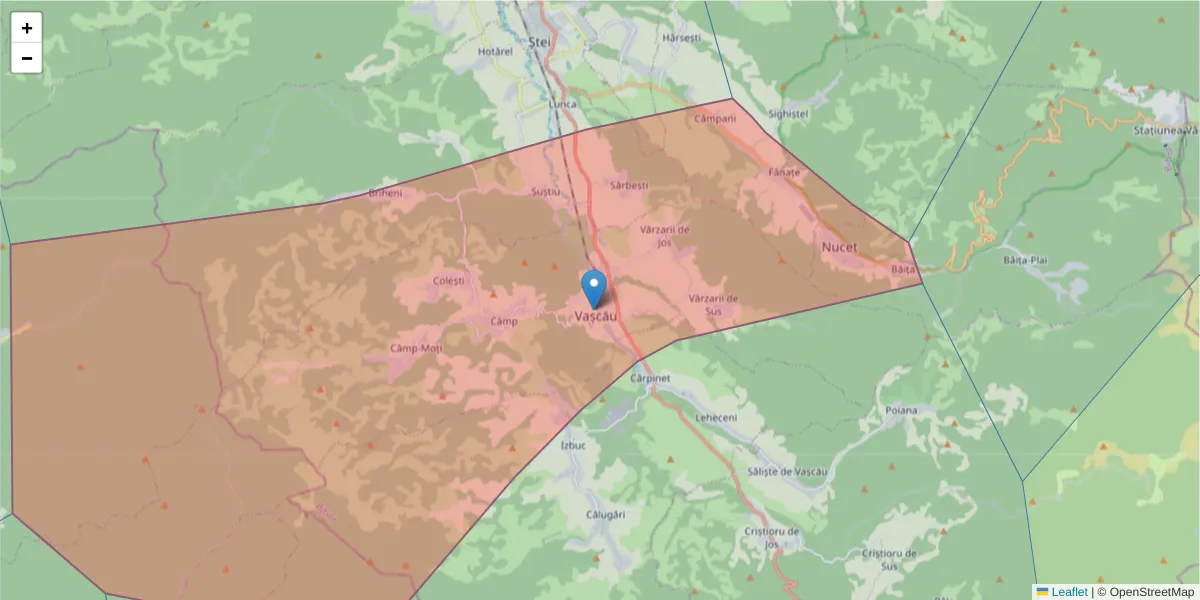Hartă a codului poștal  și a codurilor poștale învecinate
