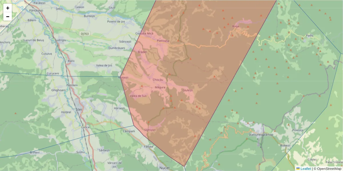 Hartă a codului poștal  și a codurilor poștale învecinate
