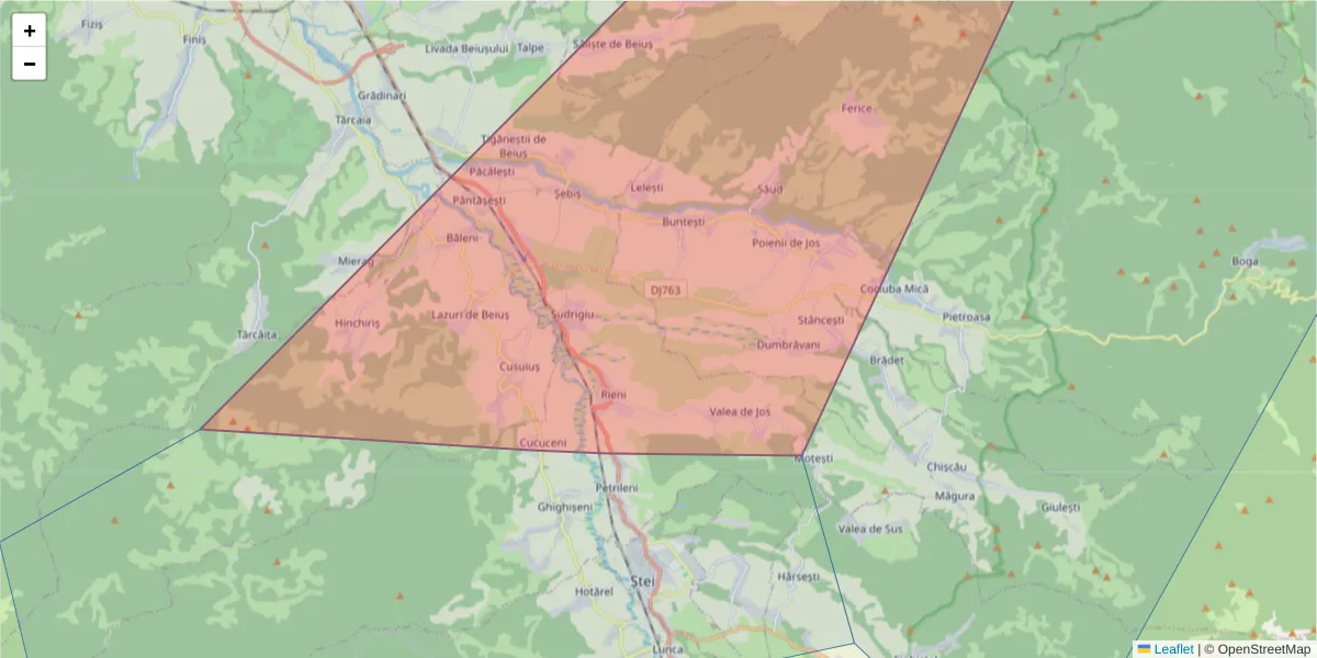 Hartă a codului poștal  și a codurilor poștale învecinate