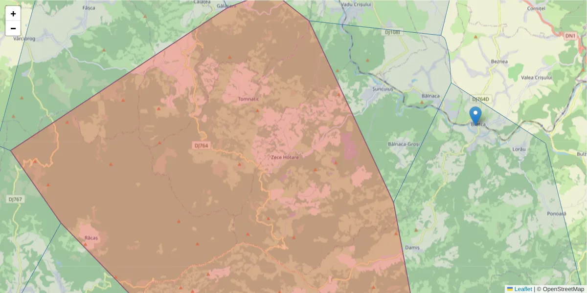 Hartă a codului poștal  și a codurilor poștale învecinate