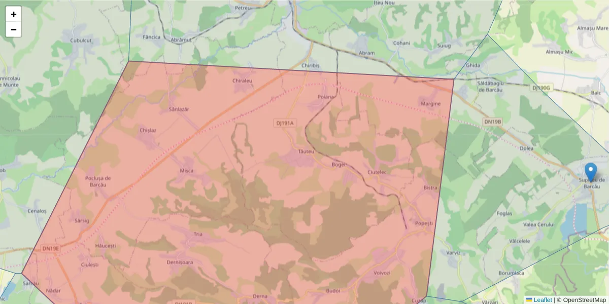 Hartă a codului poștal  și a codurilor poștale învecinate