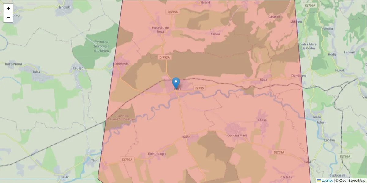 Hartă a codului poștal  și a codurilor poștale învecinate