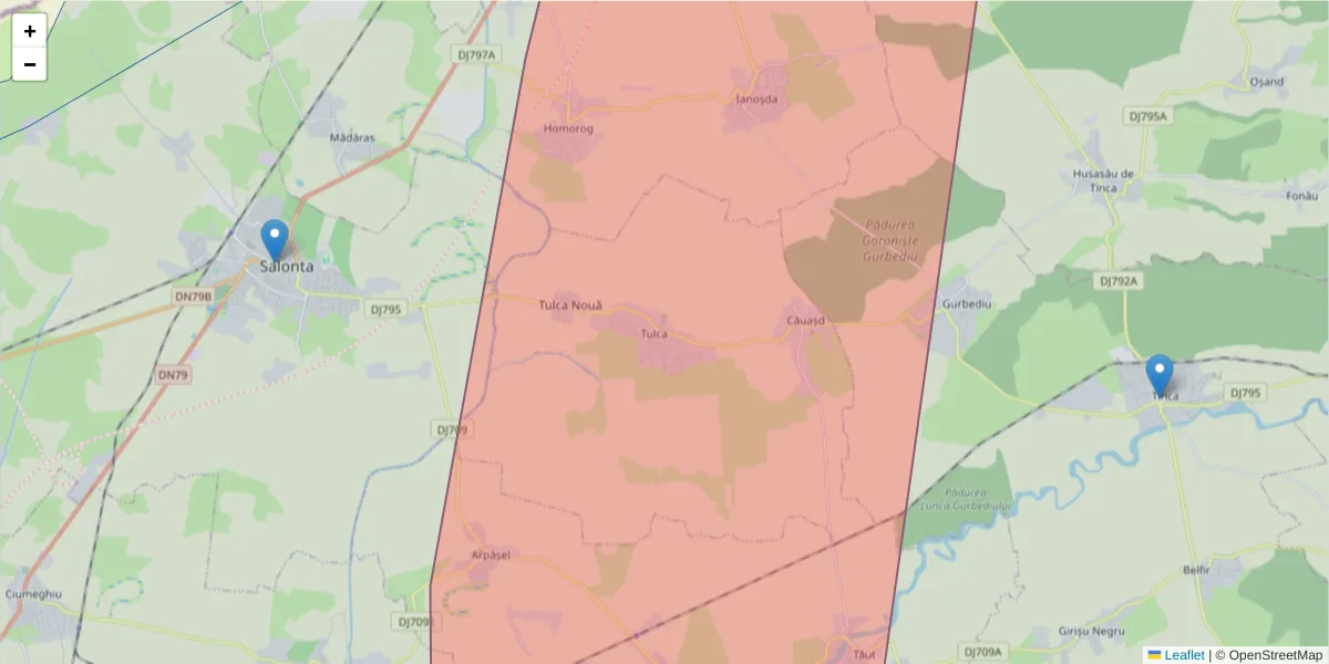 Hartă a codului poștal  și a codurilor poștale învecinate
