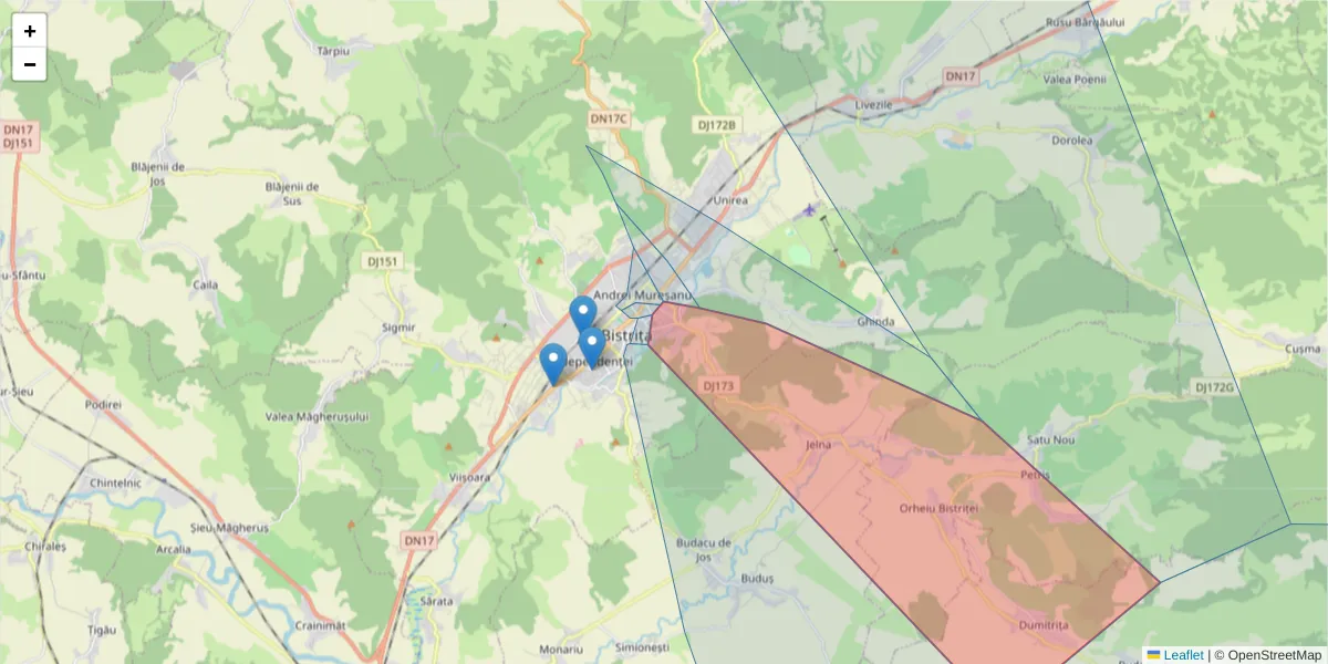 Hartă a codului poștal  și a codurilor poștale învecinate