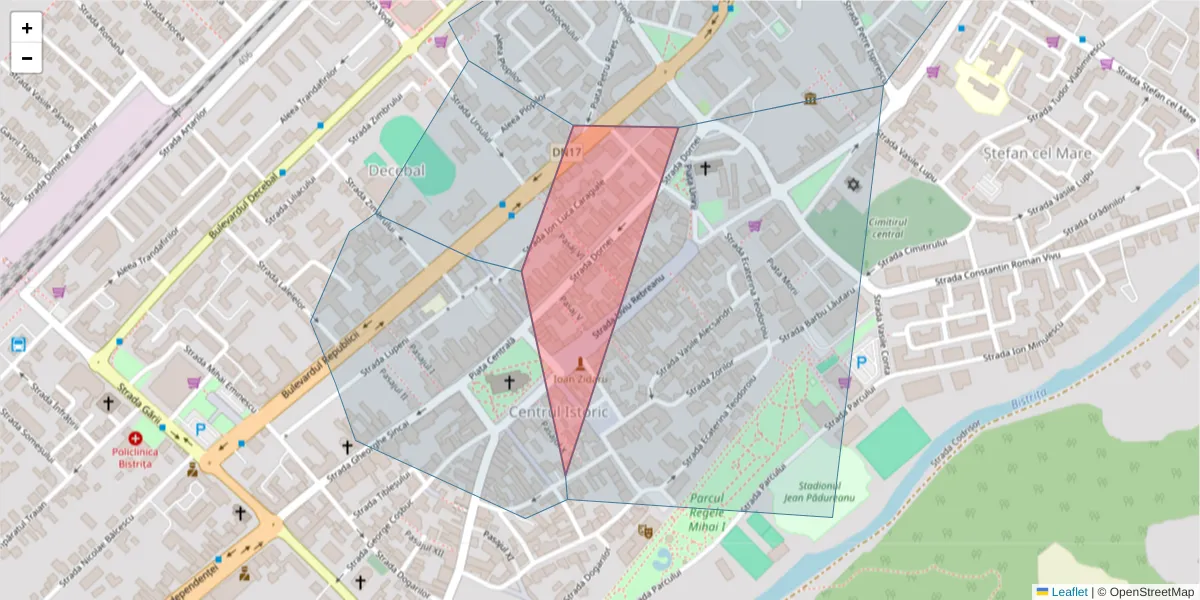 Hartă a codului poștal  și a codurilor poștale învecinate