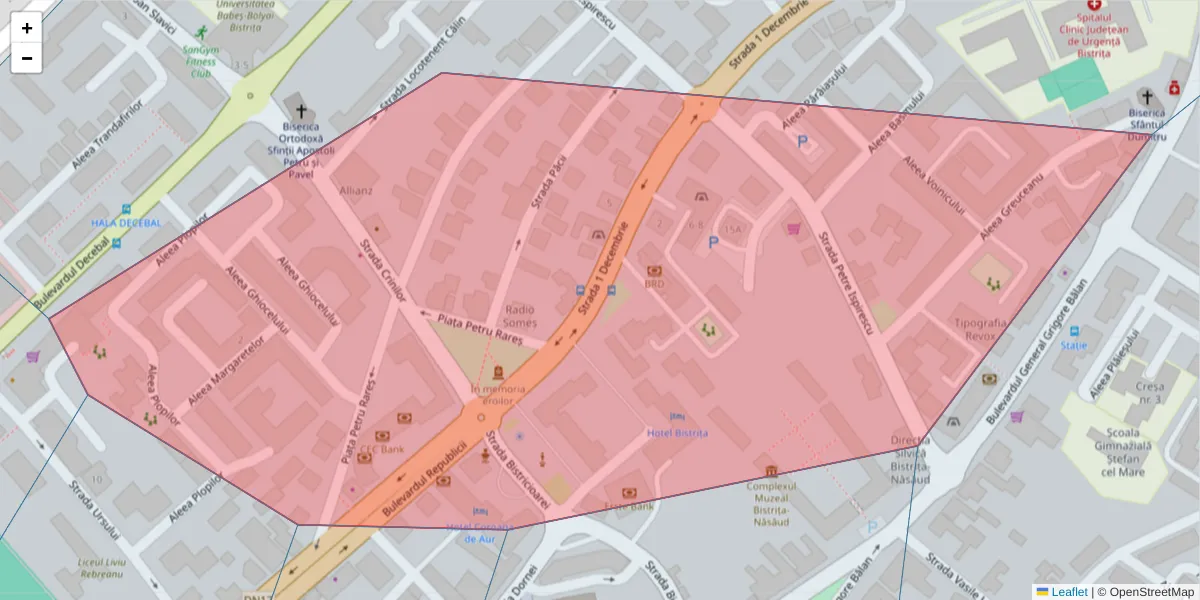 Hartă a codului poștal  și a codurilor poștale învecinate