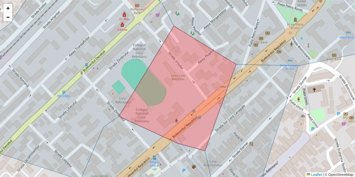 Hartă a codului poștal  și a codurilor poștale învecinate