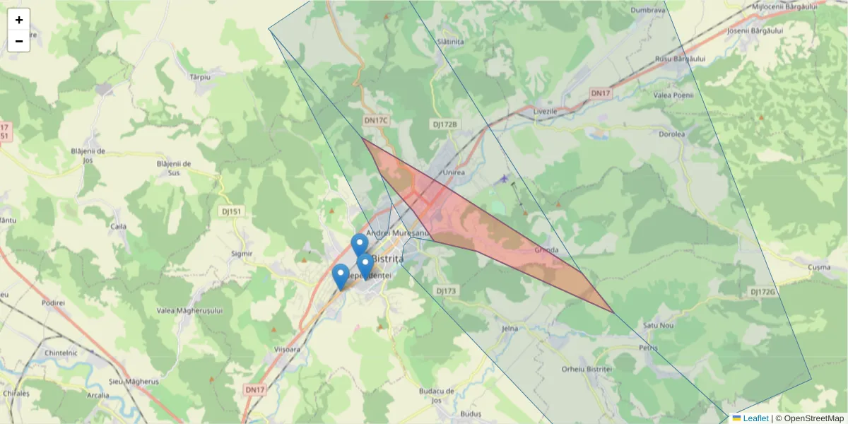 Hartă a codului poștal  și a codurilor poștale învecinate
