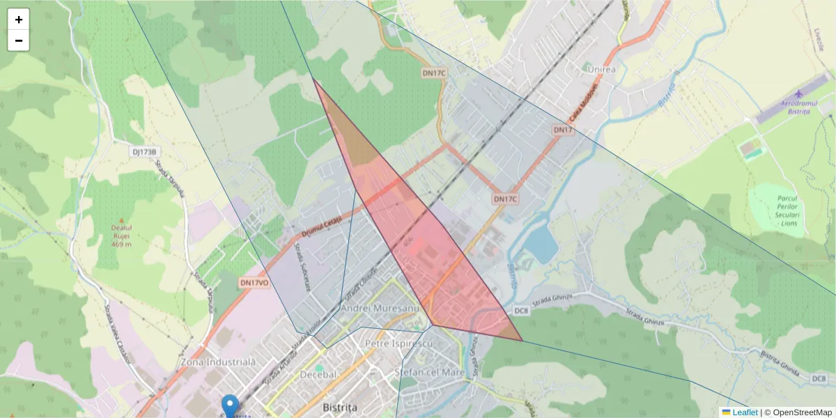 Hartă a codului poștal  și a codurilor poștale învecinate