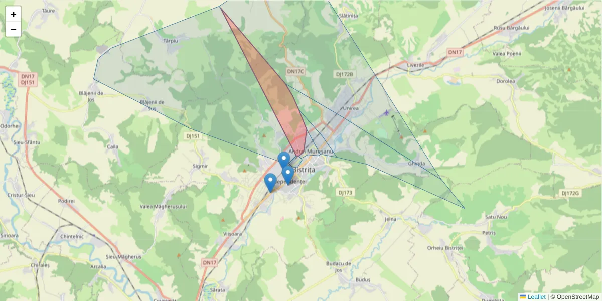 Hartă a codului poștal  și a codurilor poștale învecinate