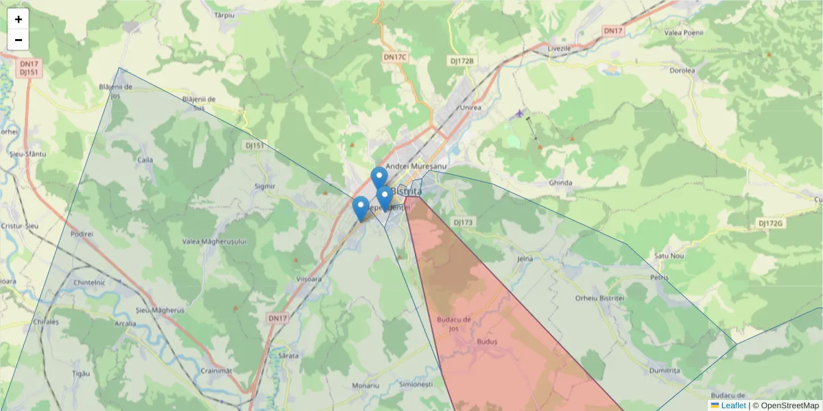 Hartă a codului poștal  și a codurilor poștale învecinate