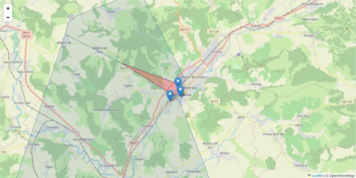 Hartă a codului poștal  și a codurilor poștale învecinate