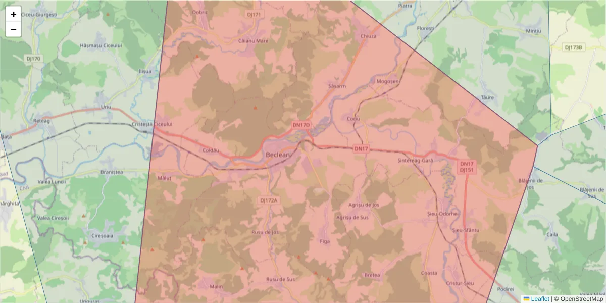 Hartă a codului poștal  și a codurilor poștale învecinate