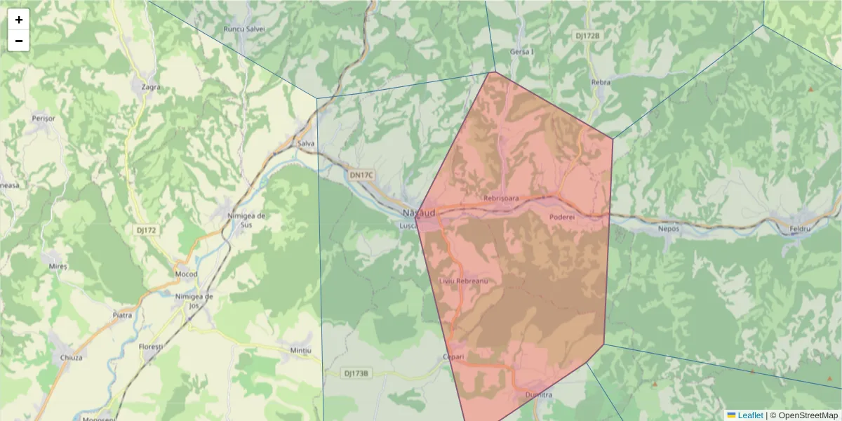 Hartă a codului poștal  și a codurilor poștale învecinate