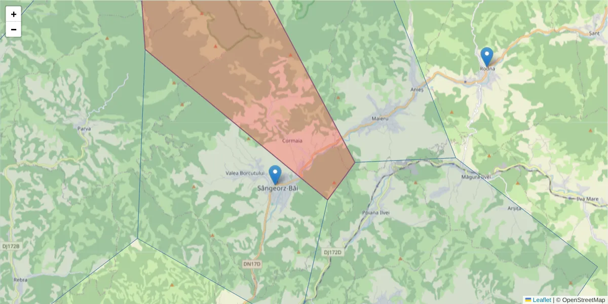 Hartă a codului poștal  și a codurilor poștale învecinate