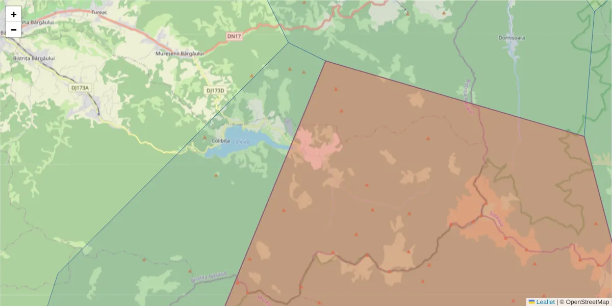 Hartă a codului poștal  și a codurilor poștale învecinate