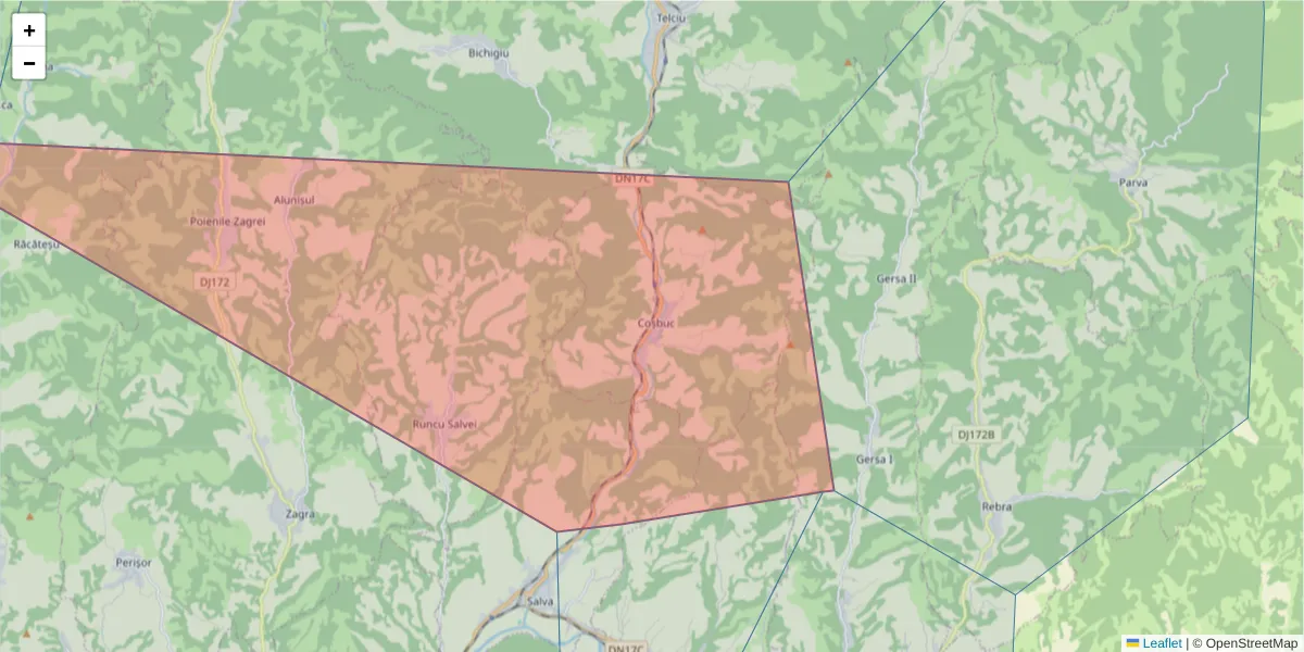 Hartă a codului poștal  și a codurilor poștale învecinate