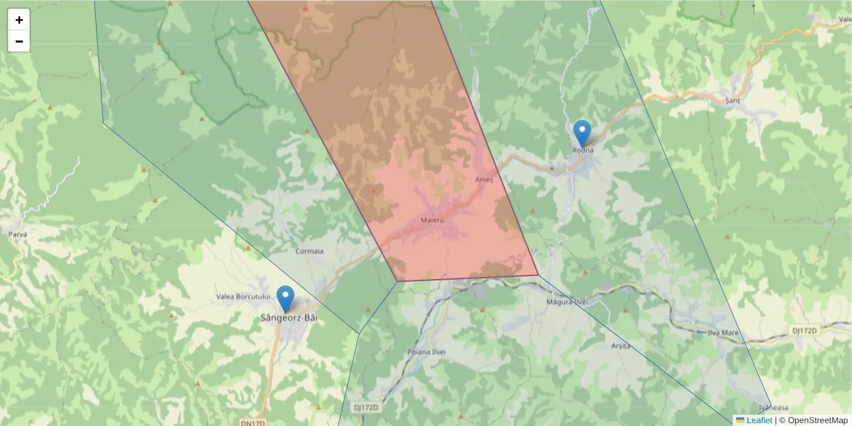 Hartă a codului poștal  și a codurilor poștale învecinate