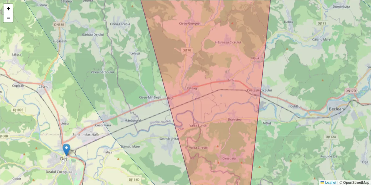 Hartă a codului poștal  și a codurilor poștale învecinate