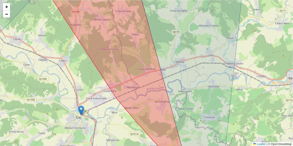 Hartă a codului poștal  și a codurilor poștale învecinate