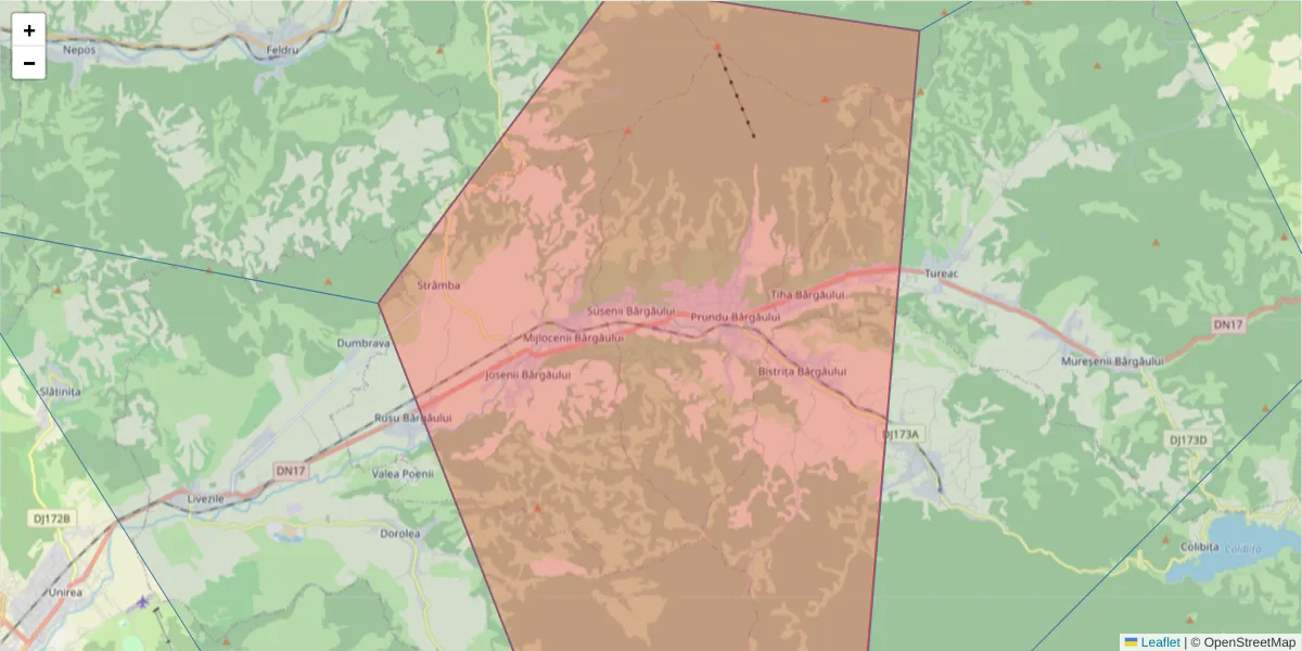 Hartă a codului poștal  și a codurilor poștale învecinate