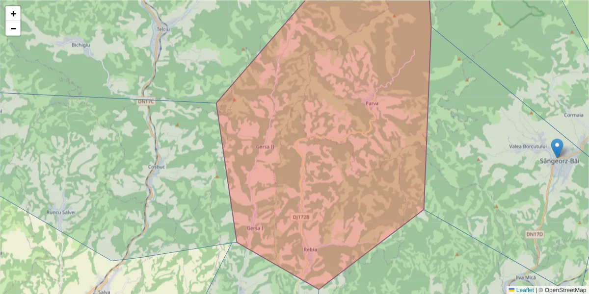 Hartă a codului poștal  și a codurilor poștale învecinate