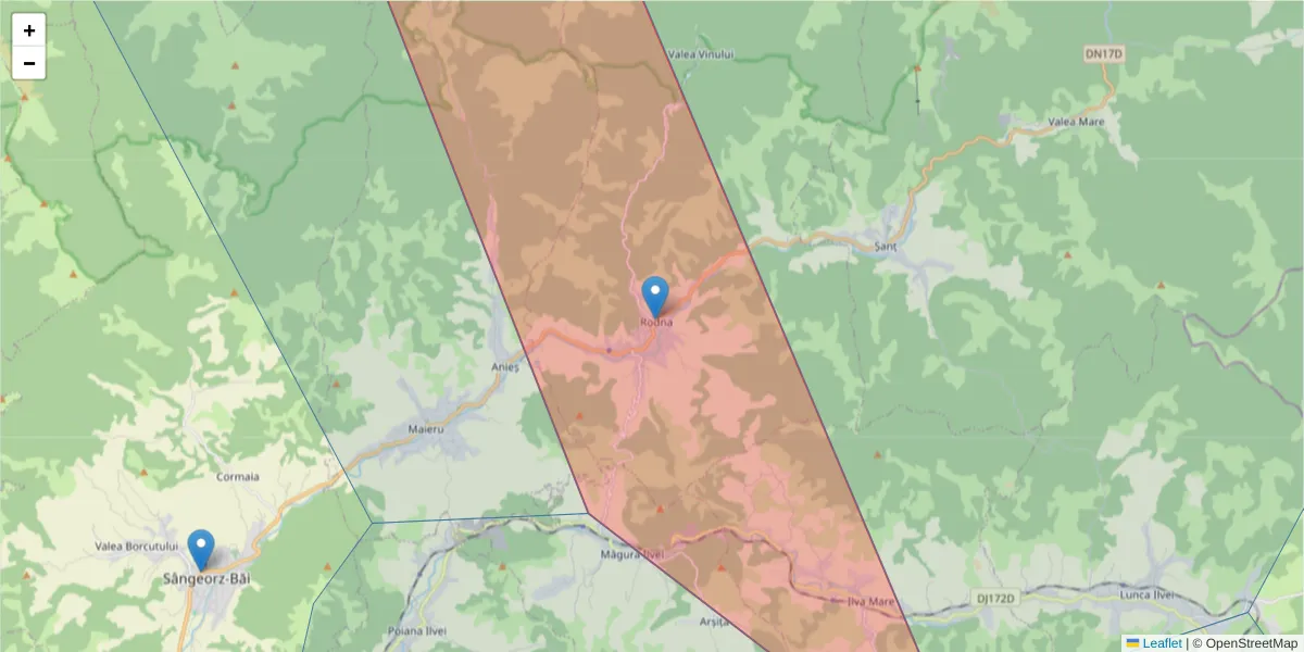 Hartă a codului poștal  și a codurilor poștale învecinate