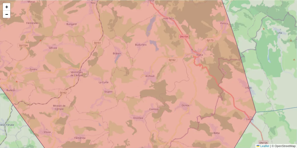 Hartă a codului poștal  și a codurilor poștale învecinate