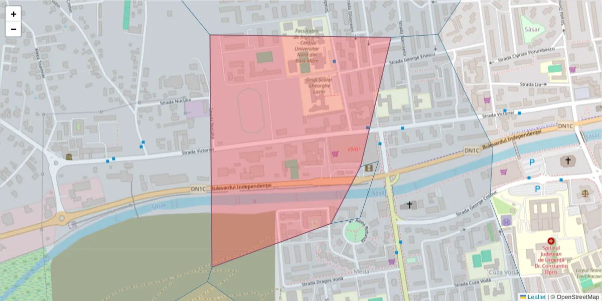 Hartă a codului poștal  și a codurilor poștale învecinate