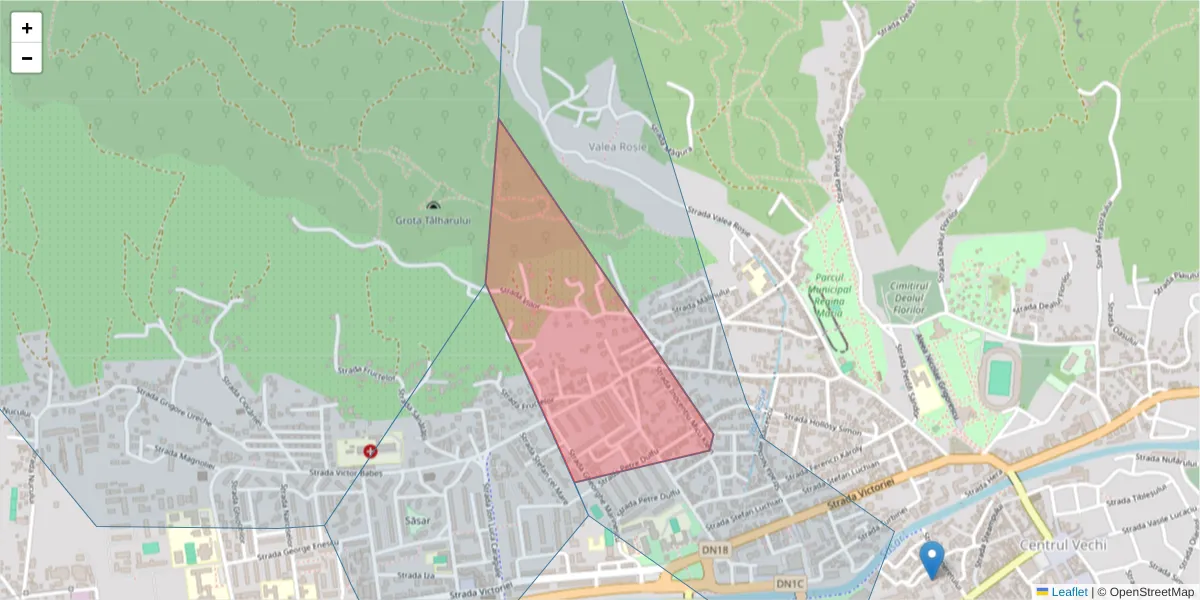 Hartă a codului poștal  și a codurilor poștale învecinate