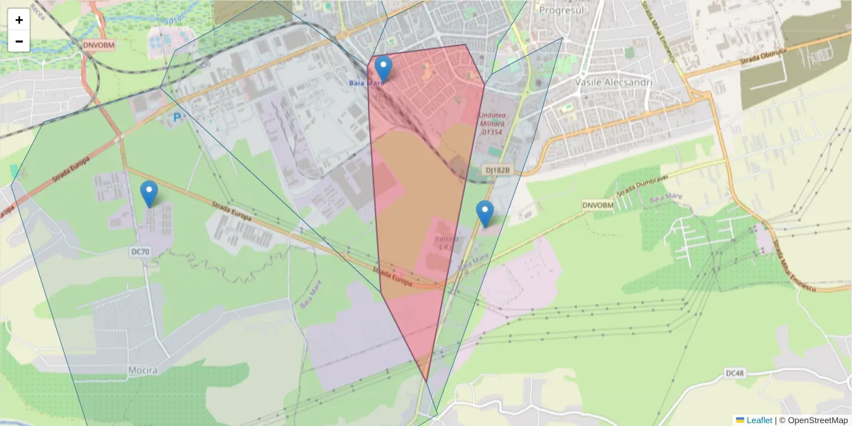 Hartă a codului poștal  și a codurilor poștale învecinate