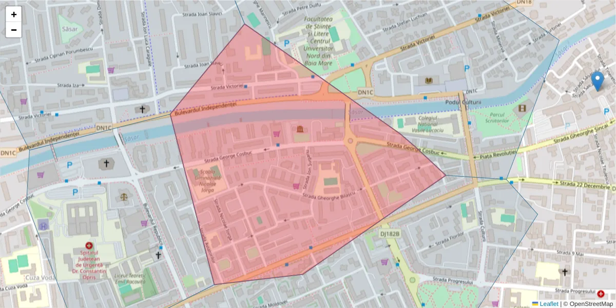 Hartă a codului poștal  și a codurilor poștale învecinate