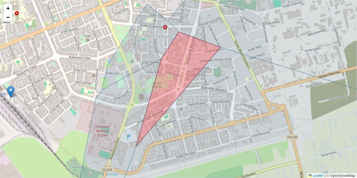 Hartă a codului poștal  și a codurilor poștale învecinate