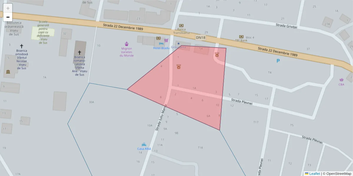 Hartă a codului poștal  și a codurilor poștale învecinate