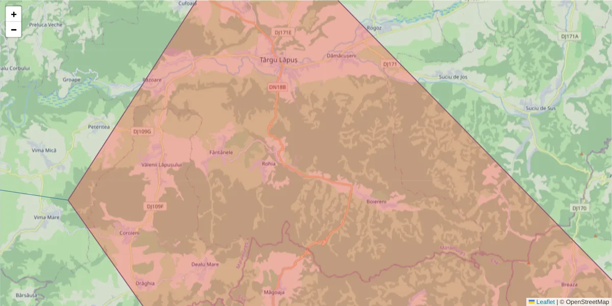 Hartă a codului poștal  și a codurilor poștale învecinate