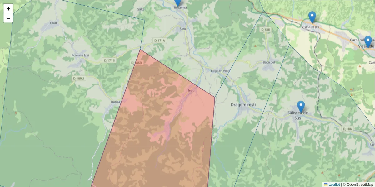 Hartă a codului poștal  și a codurilor poștale învecinate