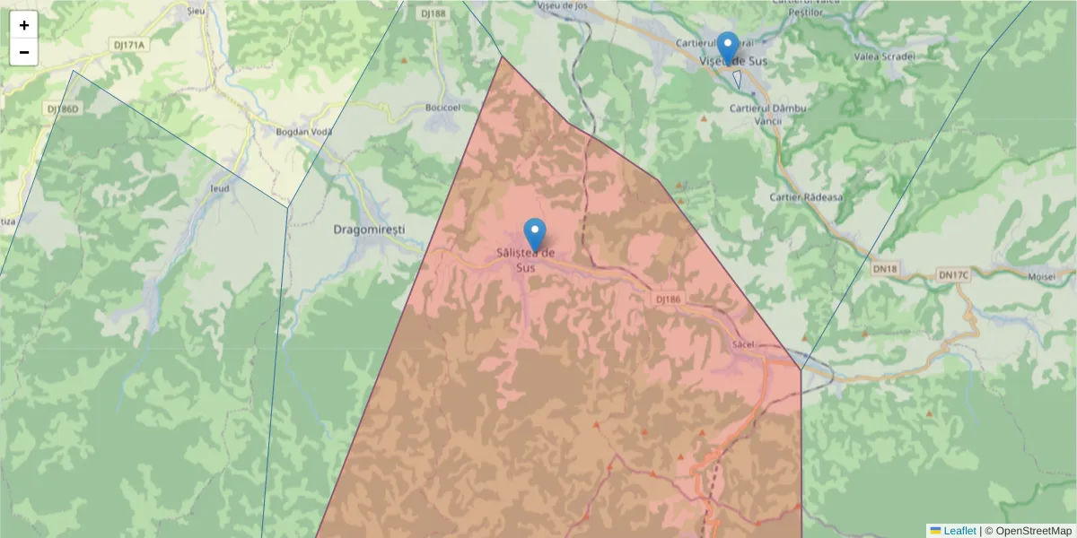 Hartă a codului poștal  și a codurilor poștale învecinate
