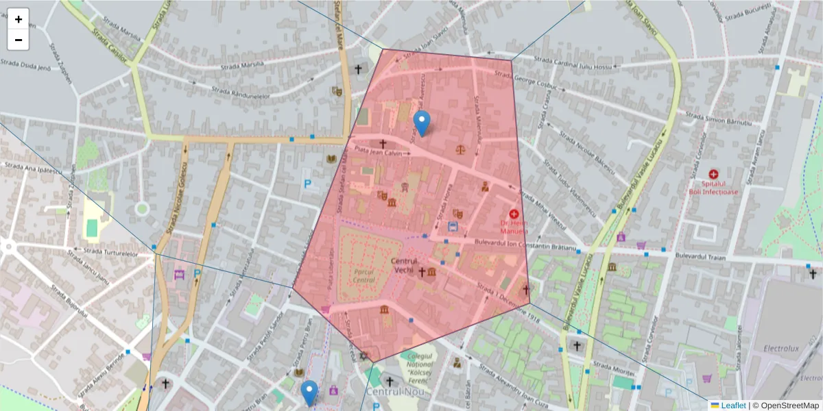 Hartă a codului poștal  și a codurilor poștale învecinate